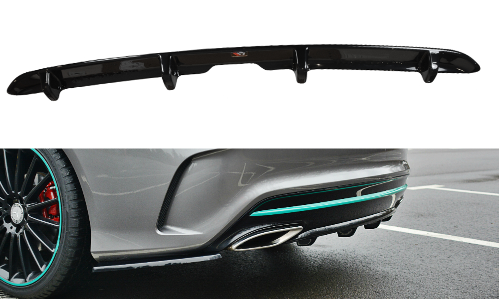 Maxton Design Diffusor Heck Ansatz passend für Mercedes CLA C117 AMG-LINE FACELIFT schwarz Hochglanz