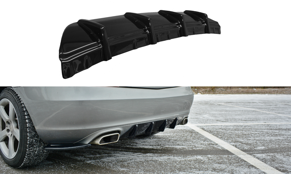 Maxton Design Diffusor Heck Ansatz passend für Mercedes SLK R172 schwarz Hochglanz