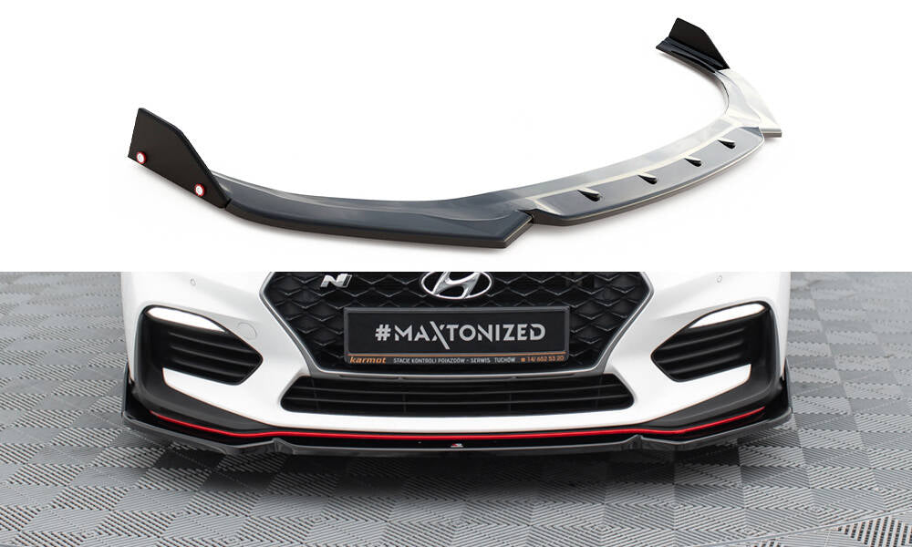 Maxton Design Street+ Spoilerlippe Front Ansatz V.6 + Flaps passend für Hyundai I30 N Mk3 Hatchback/Fastback