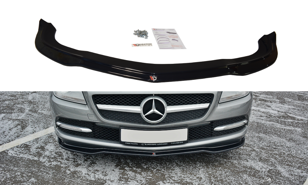 Maxton Design Street+ Spoilerlippe Front Ansatz V.1 passend für Mercedes SLK R172 schwarz Hochglanz