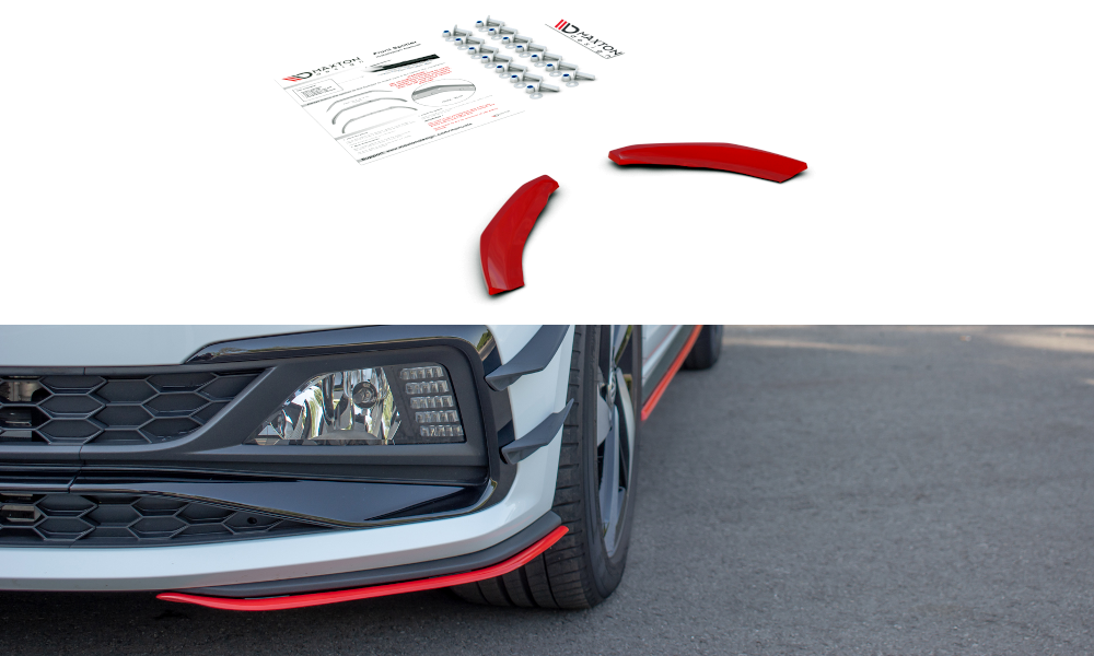Maxton Design Street+ Spoilerlippe Front Ansatz passend für Seite VW Polo GTI / R-line Mk6 schwarz Hochglanz