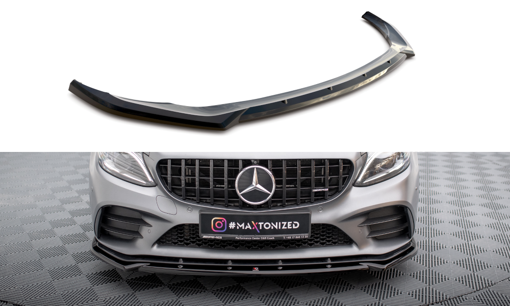 Maxton Design Street+ Spoilerlippe Front Ansatz V.2 passend für Mercedes-AMG C43 Coupe / Cabrio / Limousine / Kombi C205 / A205 / W205 / S205 Facelift schwarz Hochglanz