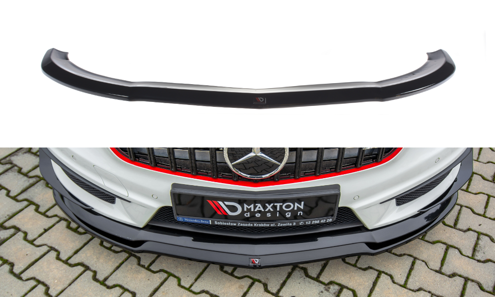 Maxton Design Street+ Spoilerlippe Front Ansatz passend für Mercedes A45 AMG W176 schwarz Hochglanz