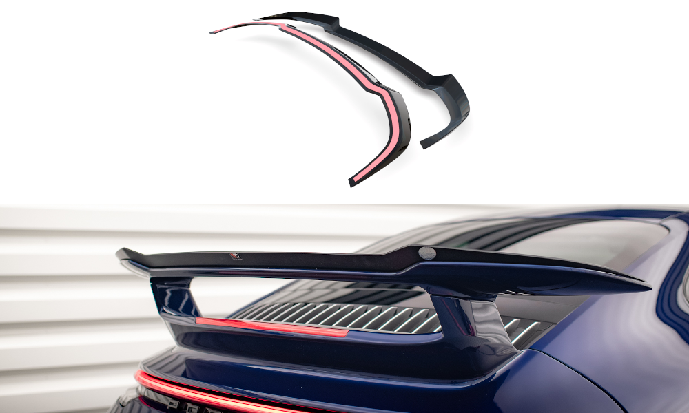 Maxton Design Spoiler CAP passend für Porsche 911 Carrera Aero 992 schwarz Hochglanz
