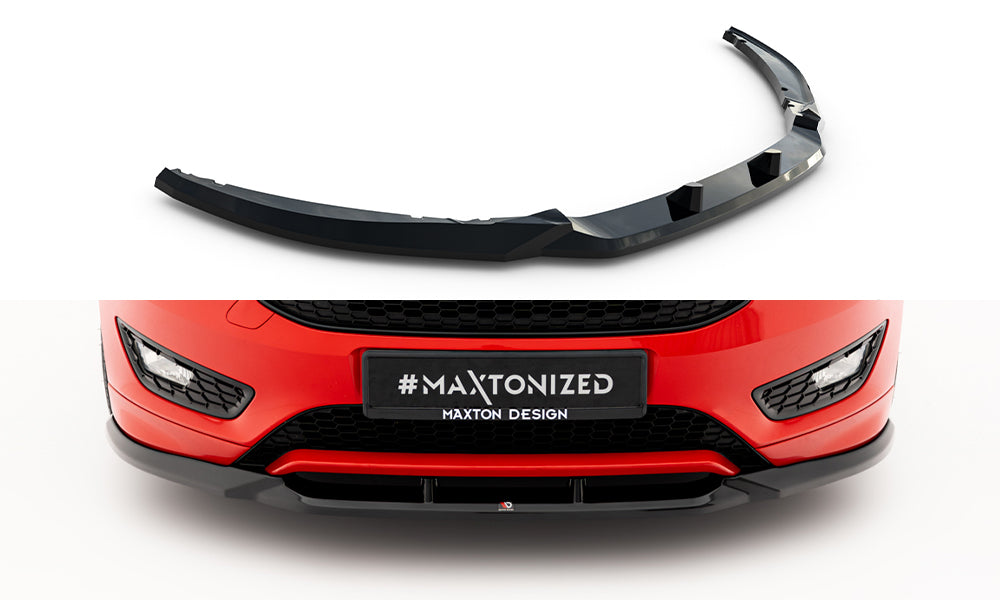 Maxton Design Street+ Spoilerlippe Front Ansatz V.3 passend für Ford Focus ST-Line Mk3 Facelift schwarz Hochglanz