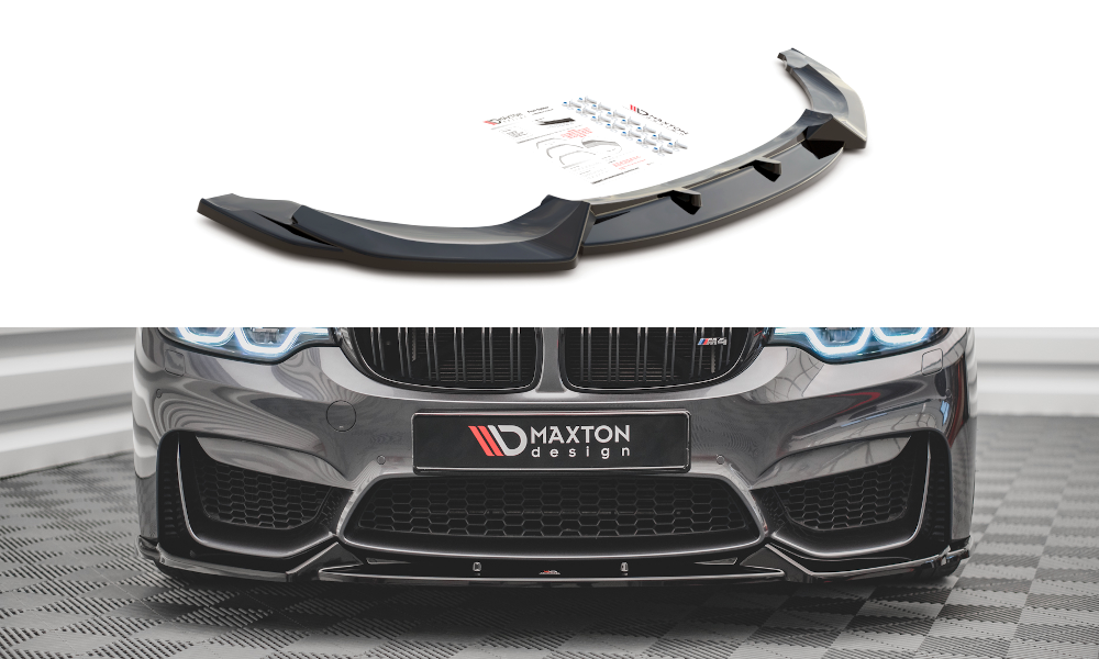 Maxton Design Street+ Spoilerlippe Front Ansatz passend für BMW M4 F82 schwarz Hochglanz