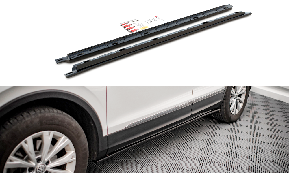 Maxton Design Street+ Seitenschweller Leisten passend für VW Tiguan Mk2 schwarz Hochglanz