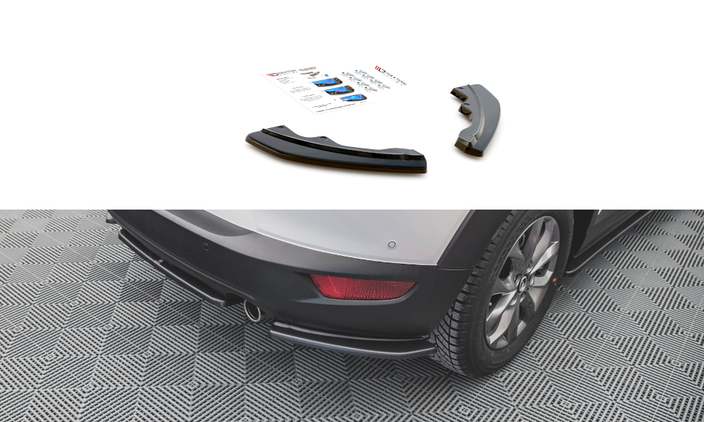 Maxton Design Heck Ansatz Flaps Diffusor passend für Mazda CX-3 schwarz Hochglanz