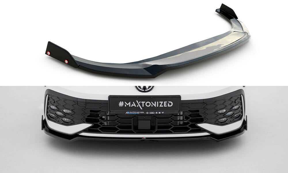Maxton Design Street+ Spoilerlippe Front Ansatz V.3 + Flaps passend für VW Golf GTI / GTE / R-Line Mk8 Facelift