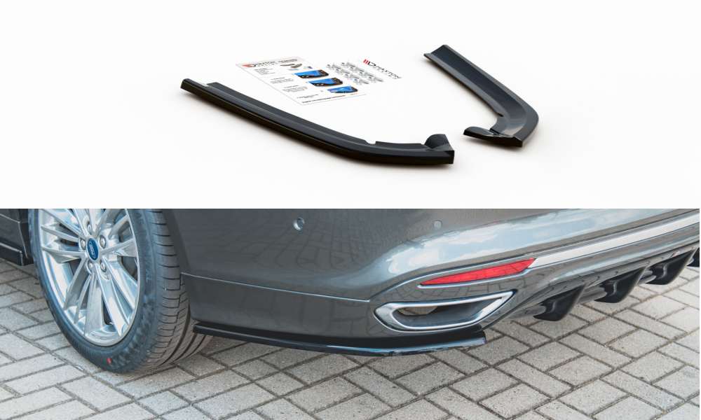 Maxton Design Heck Ansatz Flaps Diffusor passend für Ford Mondeo Vignale Mk5 Facelift schwarz Hochglanz
