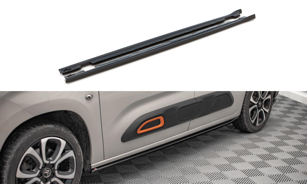 Maxton Design Street+ Seitenschweller Leisten passend für Citroen Berlingo Mk3 schwarz Hochglanz