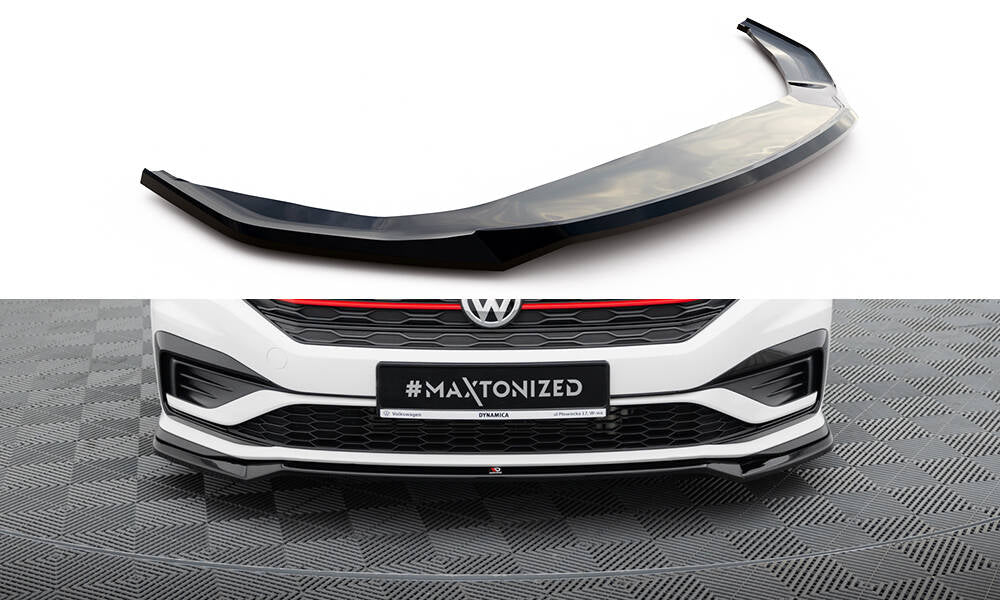 Maxton Design Street+ Spoilerlippe Front Ansatz V.2 passend für VW Jetta GLI Mk7 schwarz Hochglanz