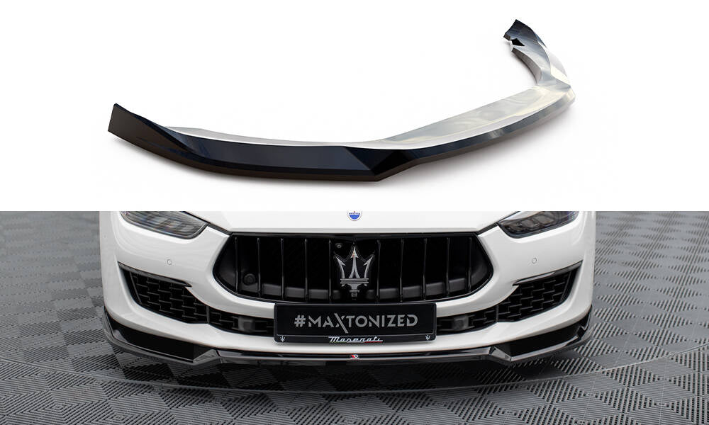 Maxton Design Street+ Spoilerlippe Front Ansatz V.1 passend für Maserati Ghibli Mk3 Facelift schwarz Hochglanz