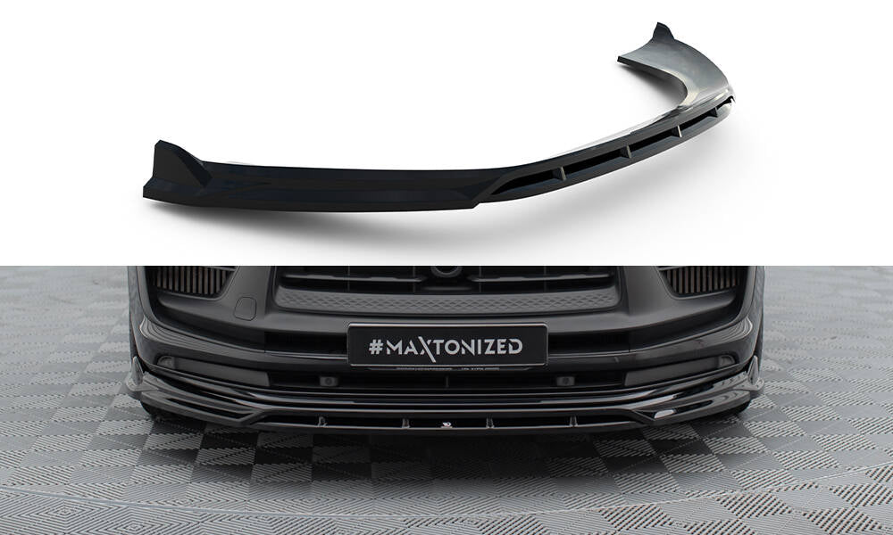 Maxton Design Street+ Spoilerlippe Front Ansatz passend für Porsche Macan GTS Mk1 Facelift 2 schwarz Hochglanz