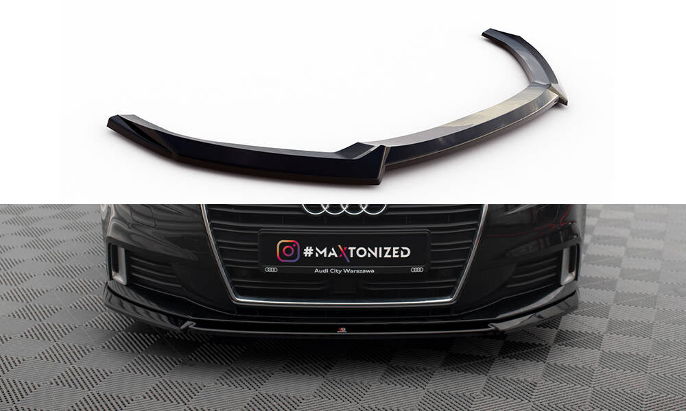 Maxton Design Street+ Spoilerlippe Front Ansatz V.2 passend für Audi A3 Sportback 8V Facelift schwarz Hochglanz