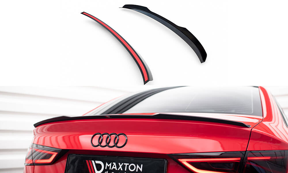 Maxton Design Spoiler CAP passend für Audi A3 / A3 S-Line / S3 / RS3 Limousine 8V schwarz Hochglanz
