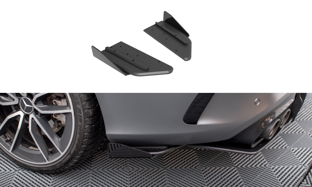 Maxton Design Street Pro Heck Ansatz Flaps Diffusor + Flaps passend für Mercedes-AMG C43 Coupe / Cabrio C205 Facelift / A205 Facelift schwarz Hochglanz