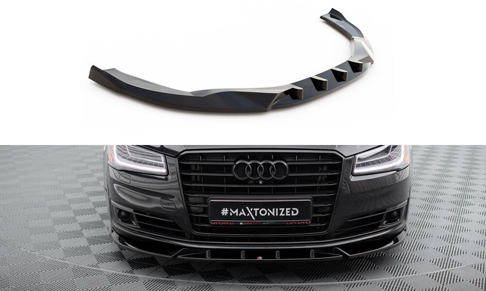 Maxton Design Street+ Spoilerlippe Front Ansatz passend für Audi A8 D4 Facelift schwarz Hochglanz