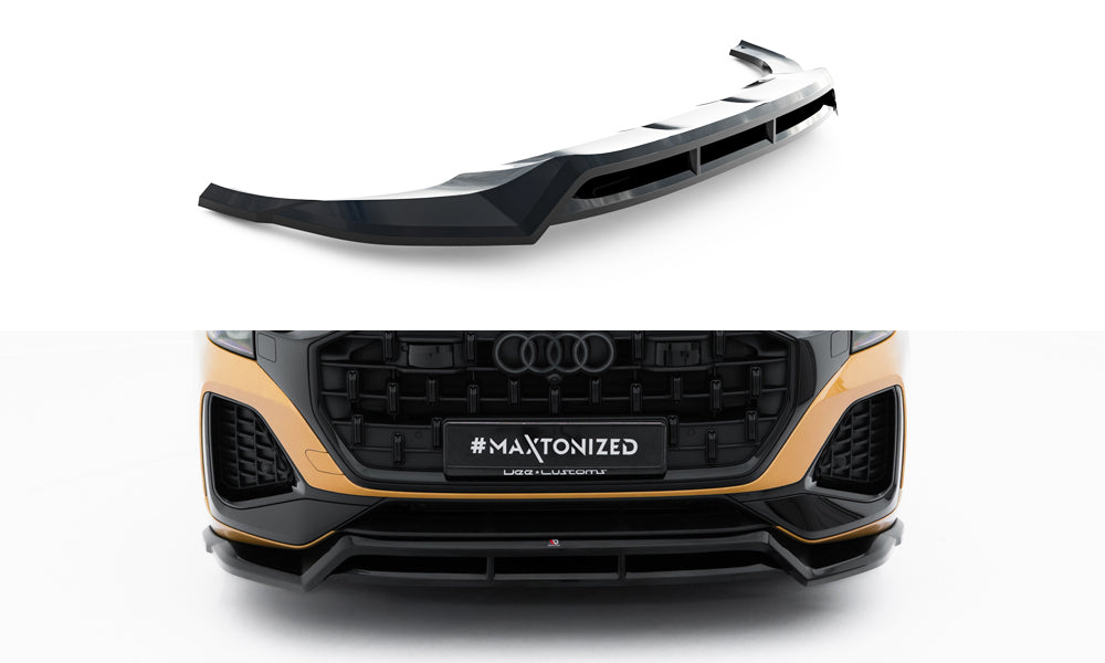 Maxton Design Street+ Spoilerlippe Front Ansatz passend für Audi Q8 Mk1 Facelift schwarz Hochglanz