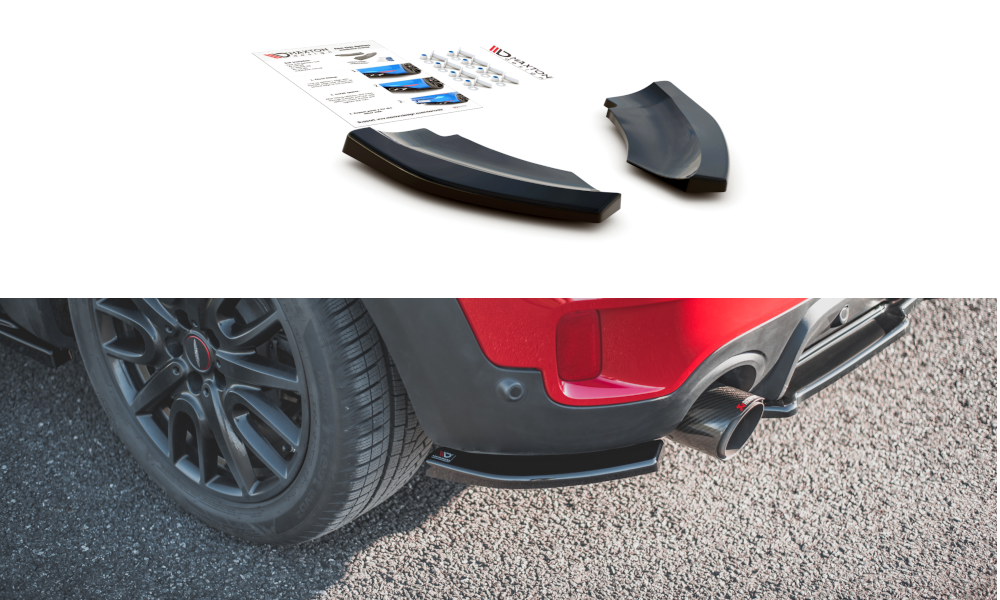 Maxton Design Heck Ansatz Flaps Diffusor passend für Mini Countryman Mk2 F60 JCW schwarz Hochglanz