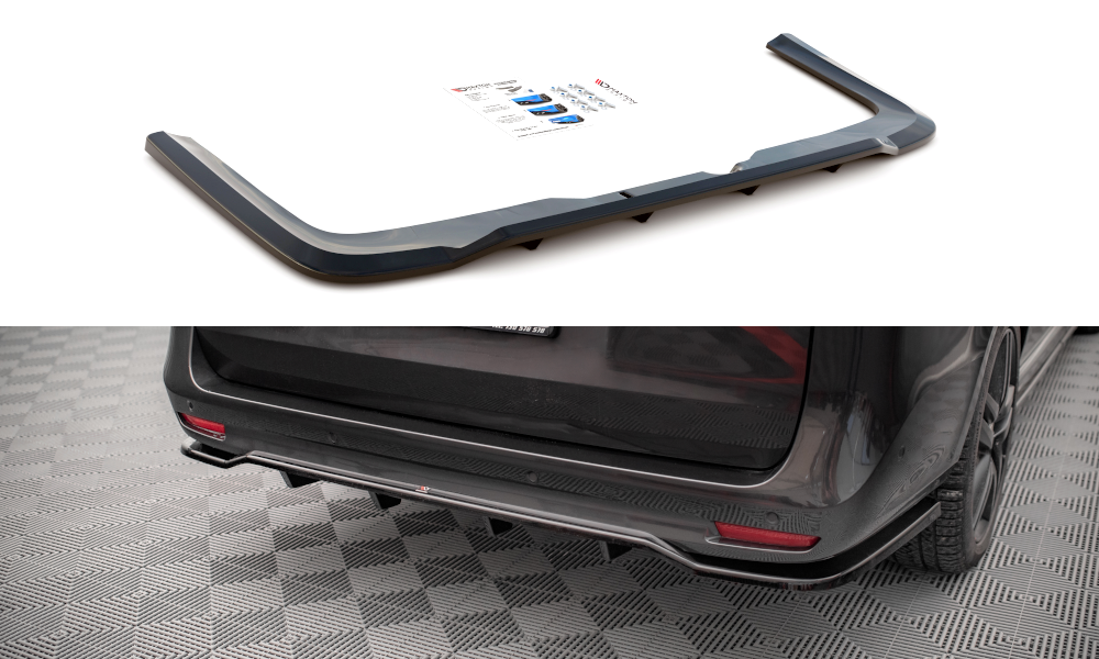 Maxton Design Street+ Mittlerer Diffusor RACE passend für Mercedes-Benz V-Klasse AMG-Line W447 Facelift schwarz Hochglanz