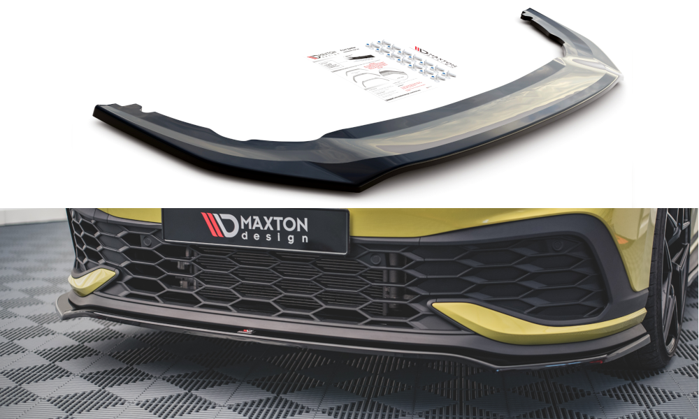 Maxton Design Street+ Spoilerlippe Front Ansatz V.3 passend für VW Golf GTI Clubsport Mk8 schwarz Hochglanz