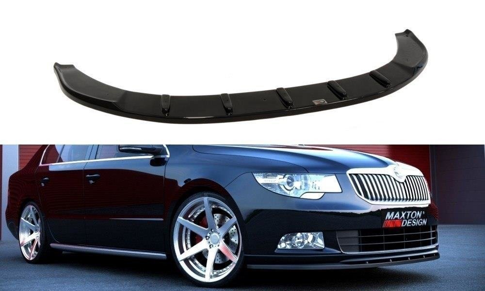Maxton Design Street+ Spoilerlippe Front Ansatz passend für Skoda Superb Mk2 (Fur Sport Frontansatz) schwarz Hochglanz
