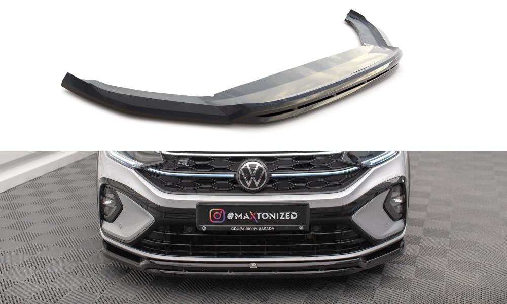 Maxton Design Street+ Spoilerlippe Front Ansatz passend für VW Taigo R-Line Mk1 schwarz Hochglanz