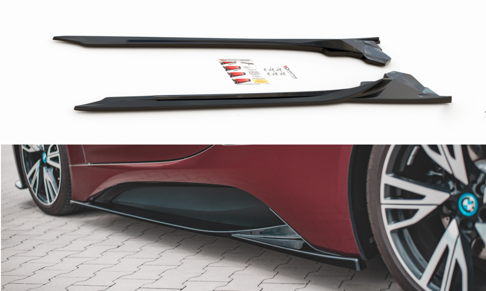 Maxton Design Street+ Seitenschweller Leisten passend für BMW i8 schwarz Hochglanz