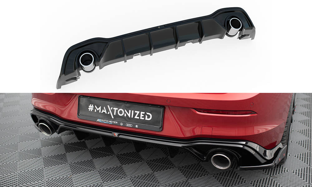 Maxton Design Diffusor Heck Ansatz + Endrohre für VW Golf GTE / R-Line Mk8 / Mk8 Facelift