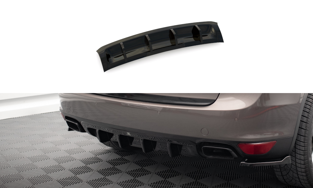 Maxton Design Diffusor Heck Ansatz passend für Porsche Cayenne Turbo / Standard Mk2 schwarz Hochglanz
