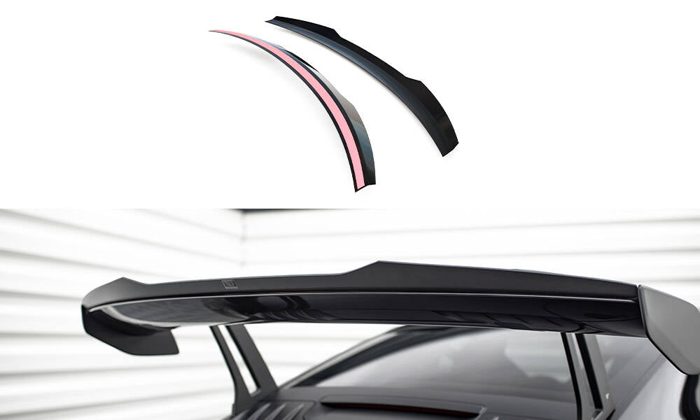 Maxton Design Höher Spoiler CAP passend für Porsche 911 992 GT3 schwarz Hochglanz