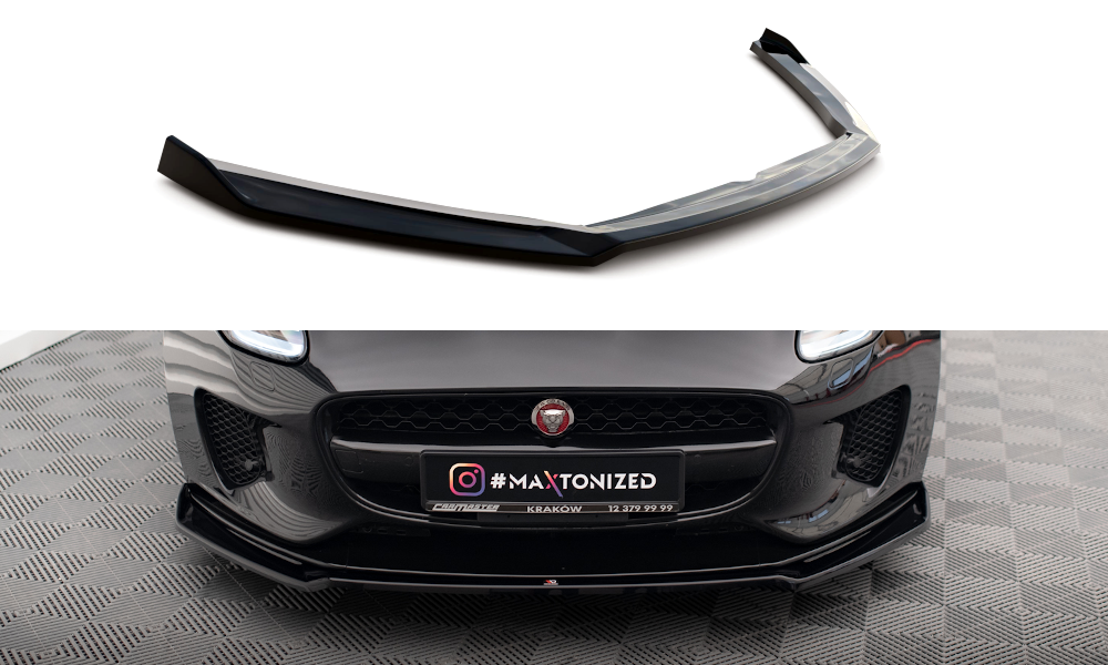 Maxton Design Street+ Spoilerlippe Front Ansatz V.2 passend für Jaguar F-Type X152 Facelift schwarz Hochglanz