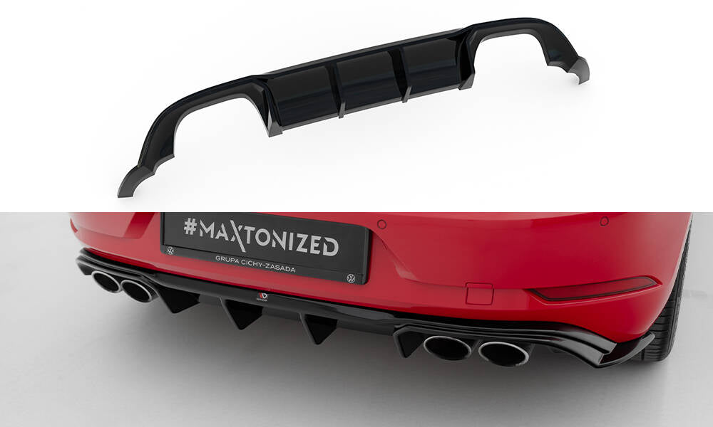 Maxton Design Diffusor Heck Ansatz V.3 passend für VW Golf R Mk7 Facelift schwarz Hochglanz