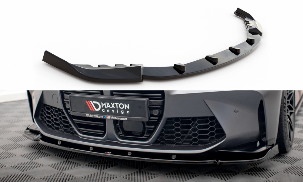 Maxton Design Street+ Spoilerlippe Front Ansatz V.3 passend für BMW M3 Limousine / Touring G80 / G81 schwarz Hochglanz