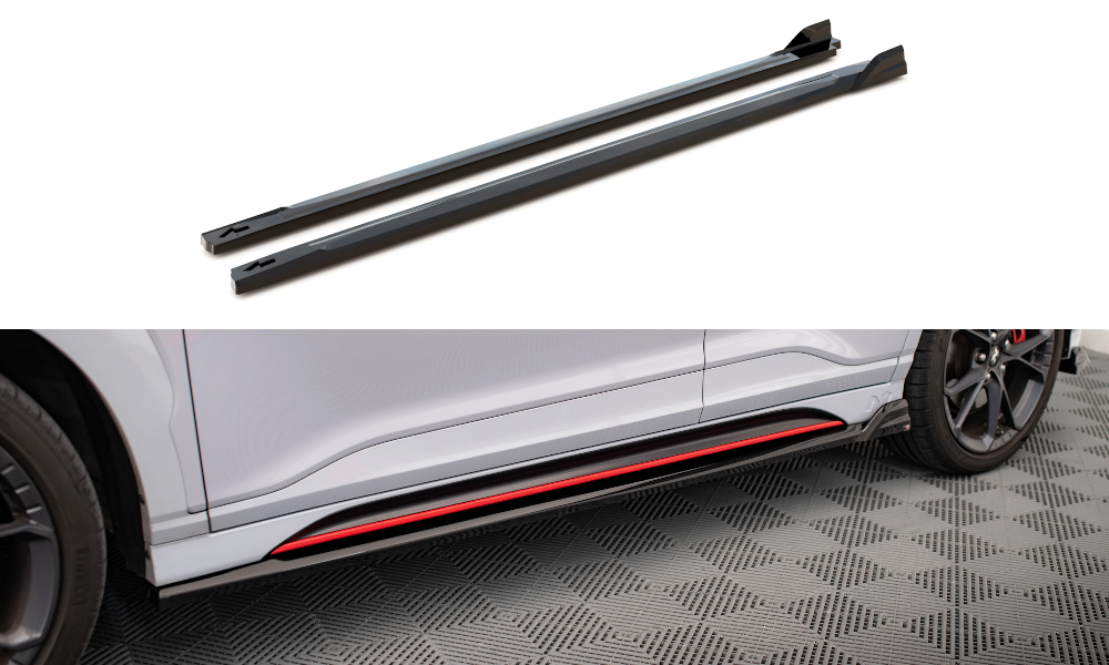 Maxton Design Street+ Seitenschweller Leisten V.2 passend für Hyundai Kona N Mk1 schwarz Hochglanz