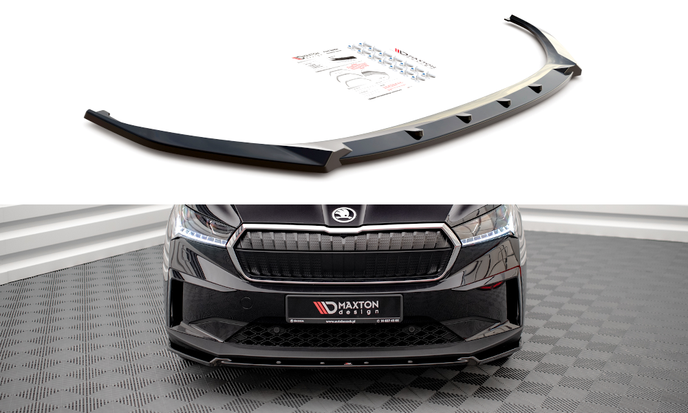 Maxton Design Street+ Spoilerlippe Front Ansatz V.2 passend für Skoda Enyaq iV schwarz Hochglanz