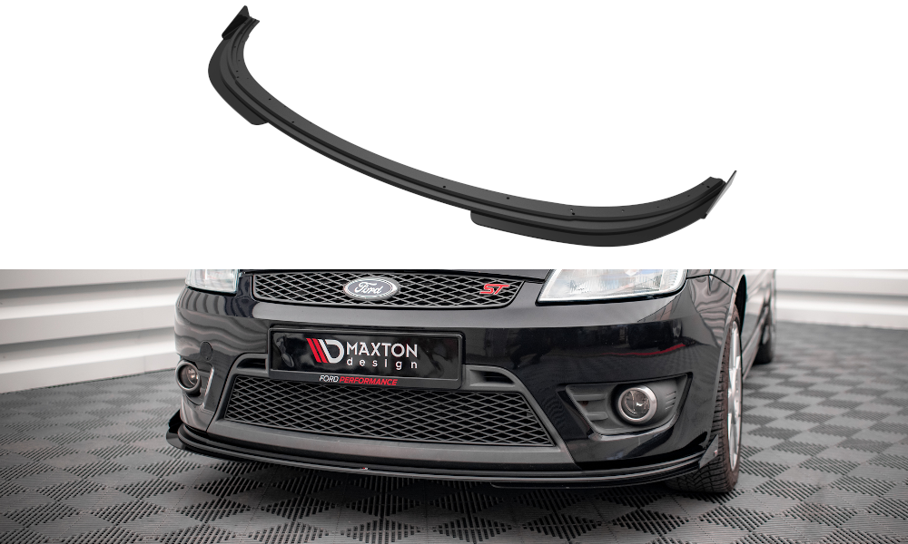 Maxton Design Street Pro Street+ Spoilerlippe Front Ansatz passend für + Flaps passend für V.1 + Flaps Ford Fiesta ST Mk6 schwarz Hochglanz