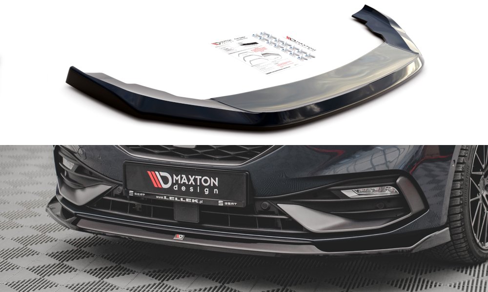 Maxton Design Street+ Spoilerlippe Front Ansatz V.3 passend für Seat Leon FR Mk4 schwarz Hochglanz
