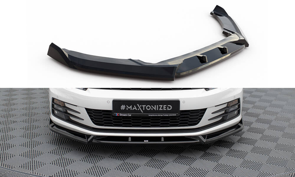 Maxton Design Street+ Spoilerlippe Front Ansatz V.2 passend für VW Scirocco Mk3 Facelift schwarz Hochglanz
