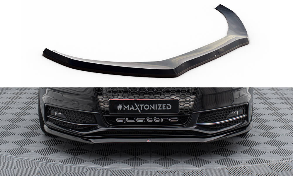 Maxton Design Street+ Spoilerlippe Front Ansatz V.1 passend für Audi A4 S-Line / S4 B8 Facelift schwarz Hochglanz