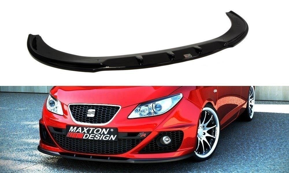 Maxton Design Street+ Spoilerlippe Front Ansatz passend für SEAT IBIZA IV FR (6J) vor Facelift schwarz Hochglanz