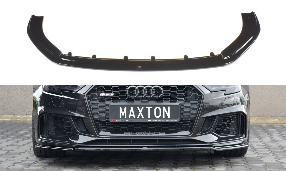 Maxton Design Street+ Spoilerlippe Front Ansatz V.2 passend für Audi RS3 Sportback 8V Facelift schwarz Hochglanz