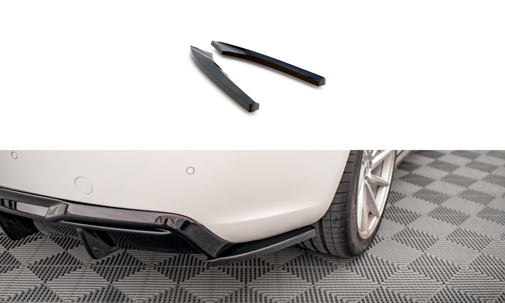 Maxton Design Heck Ansatz Flaps Diffusor passend für Audi A5 Coupe 8T Facelift schwarz Hochglanz