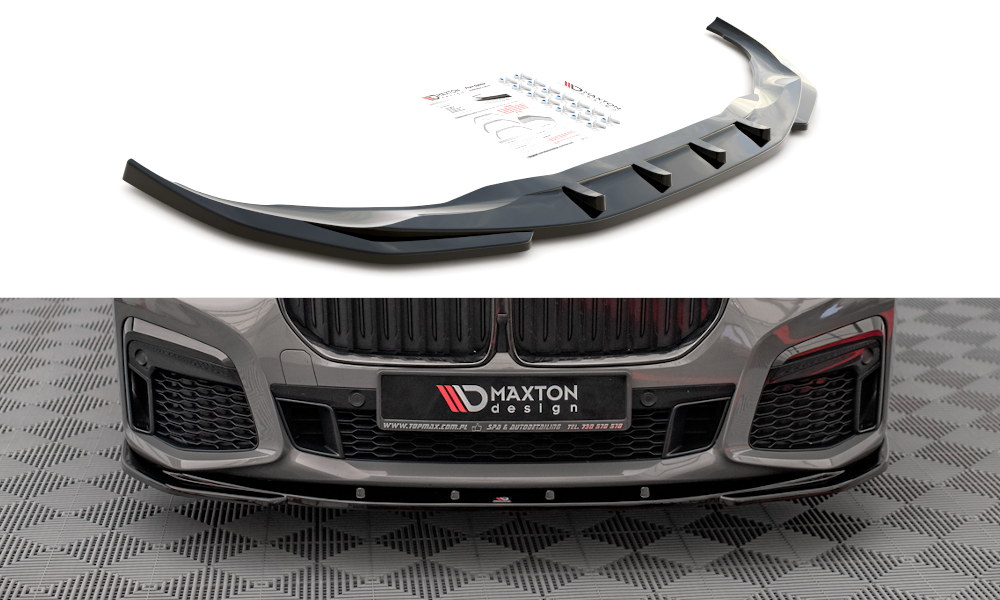 Maxton Design Street+ Spoilerlippe Front Ansatz V.1 passend für BMW 7 M-Paket G11 / G12 Facelift schwarz Hochglanz