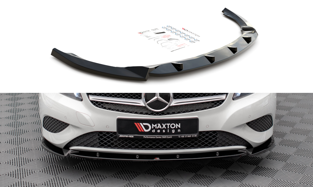 Maxton Design Street+ Spoilerlippe Front Ansatz V.1 passend für Mercedes-Benz A W176 schwarz Hochglanz