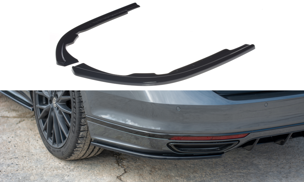 Maxton Design Heck Ansatz Flaps Diffusor passend für VW Passat R-Line B8 schwarz Hochglanz