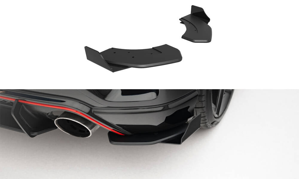 Maxton Design Street Pro Heck Ansatz Flaps Diffusor + Flaps passend für Hyundai Veloster N Mk2 schwarz Hochglanz