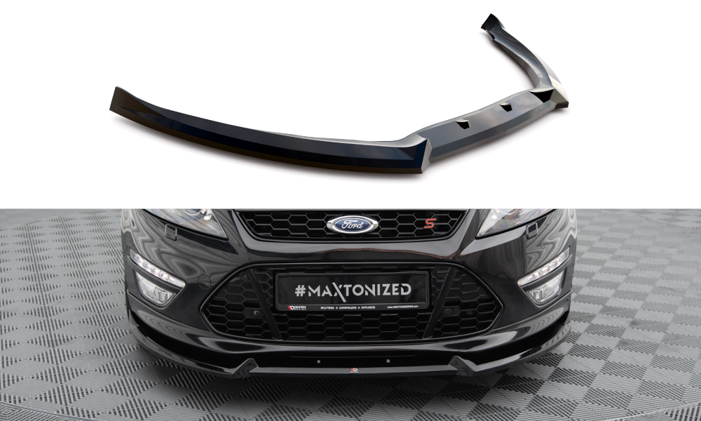 Maxton Design Street+ Spoilerlippe Front Ansatz V.2 passend für Ford Mondeo ST-Line Kombi Mk4 Facelift schwarz Hochglanz