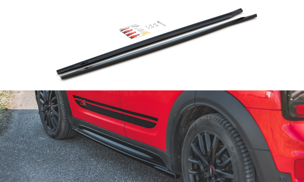 Maxton Design Street+ Seitenschweller Leisten passend für Mini Countryman Mk2 F60 JCW schwarz Hochglanz